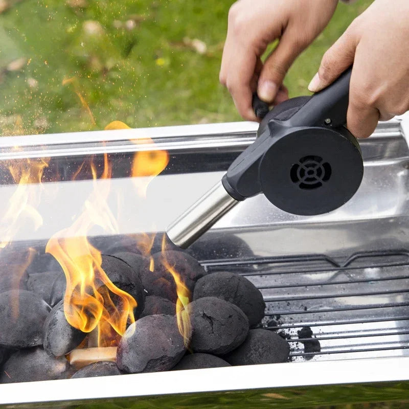 Soplador de aire para barbacoa – Ventilador de parrilla manual para encender carbón vegetal sin esfuerzo