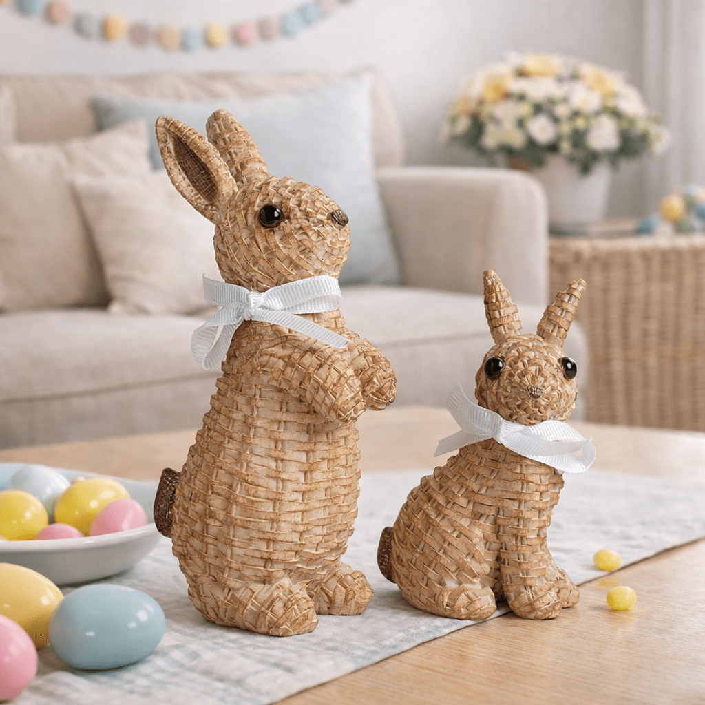 BUNNORA – Verspielte Hasenfigur aus Kunstharz für Garten- und Osterdekoration 13