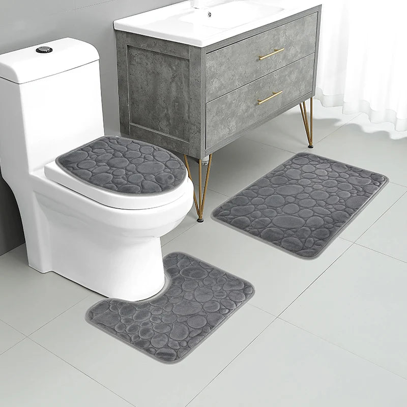 CasaBath – Set di 3 tappetini da bagno in microfibra, antiscivolo e assorbenti