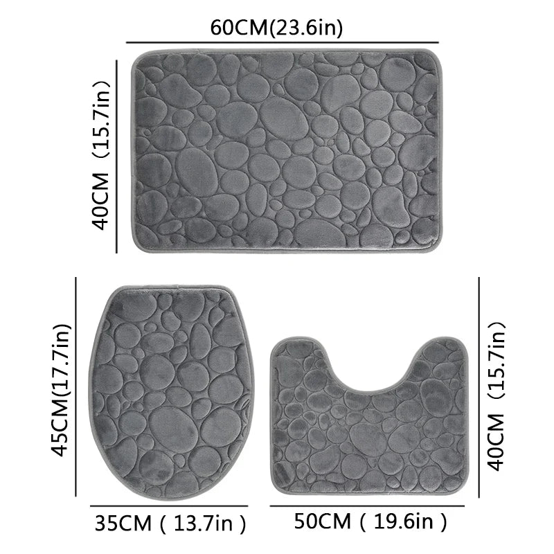 CasaBath – Set di 3 tappetini da bagno in microfibra, antiscivolo e assorbenti