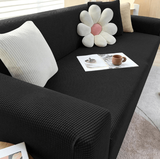Sofabezug Grau Größe M Jacquard Rutschfest für Haustierbesitzer-4