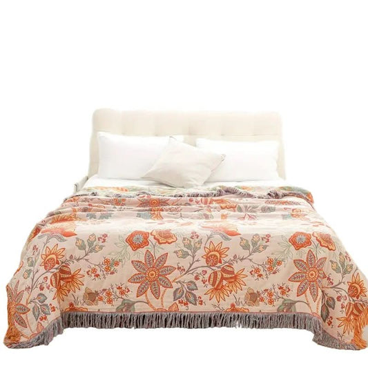 Boho-Chic – Plaid en coton avec motif floral