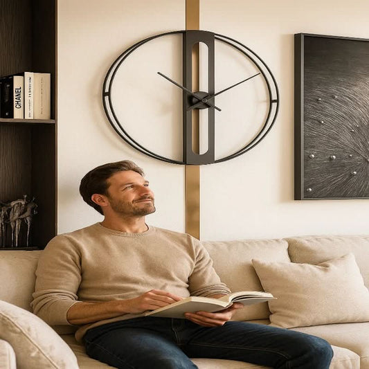 CHRONOLUX – 50 cm große Wanduhr aus gold- und schwarzem Metall für modernes Dekor 1