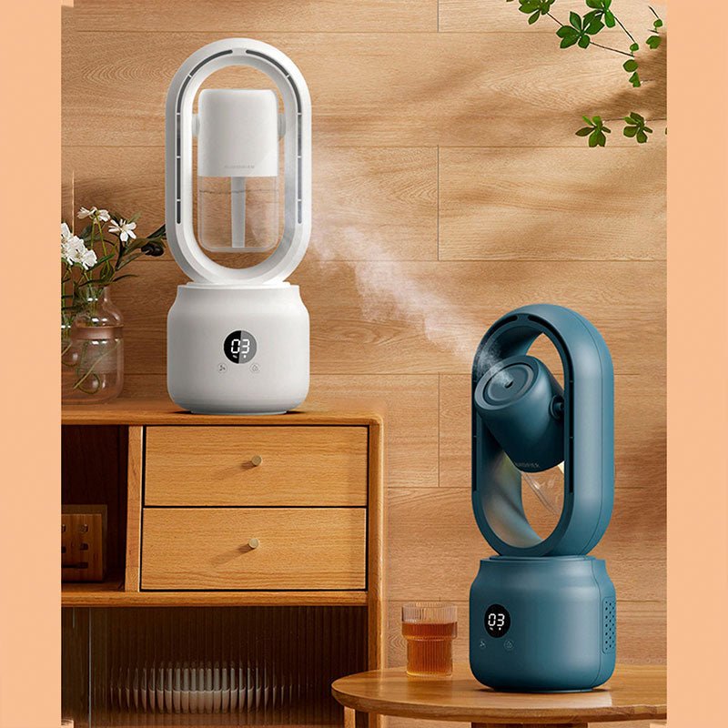 COOLMIST FAN - Portable fan without blades with humidifier and night light for refreshing comfort