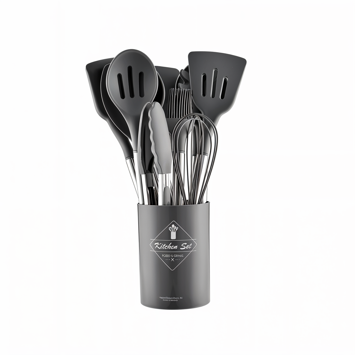 CULINARA PRO – Set de utensilios de cocina de silicona de 12 piezas con mangos de acero inoxidable para cocinar sin esfuerzo