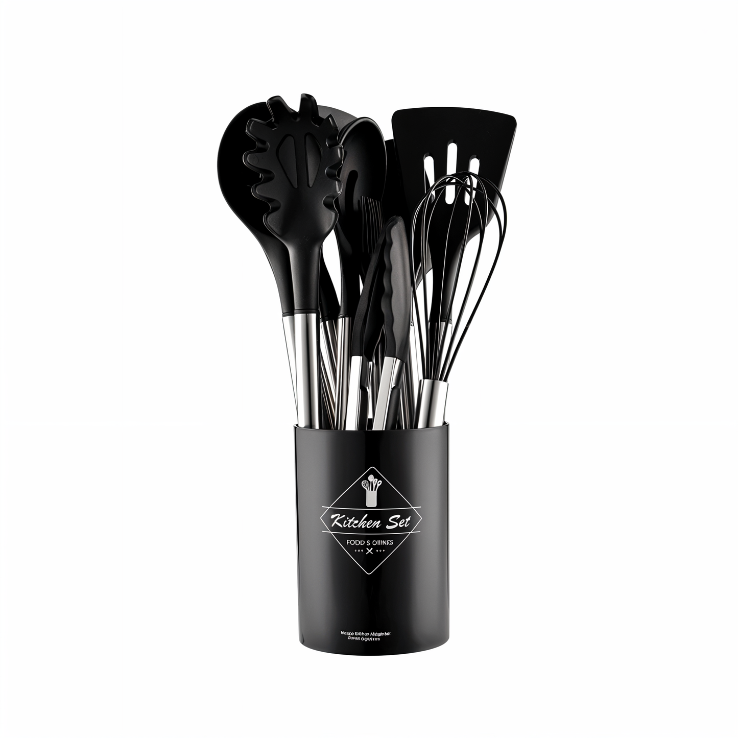 CULINARA PRO – Set de utensilios de cocina de silicona de 12 piezas con mangos de acero inoxidable para cocinar sin esfuerzo