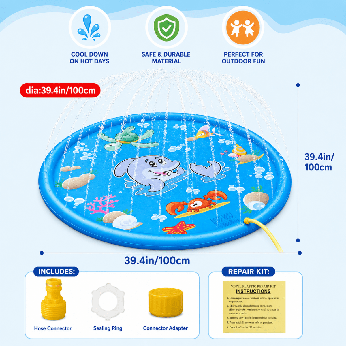 SPLASHCIRCLE – Tapis d'eau gonflable en PVC pour des jeux estivaux en plein air