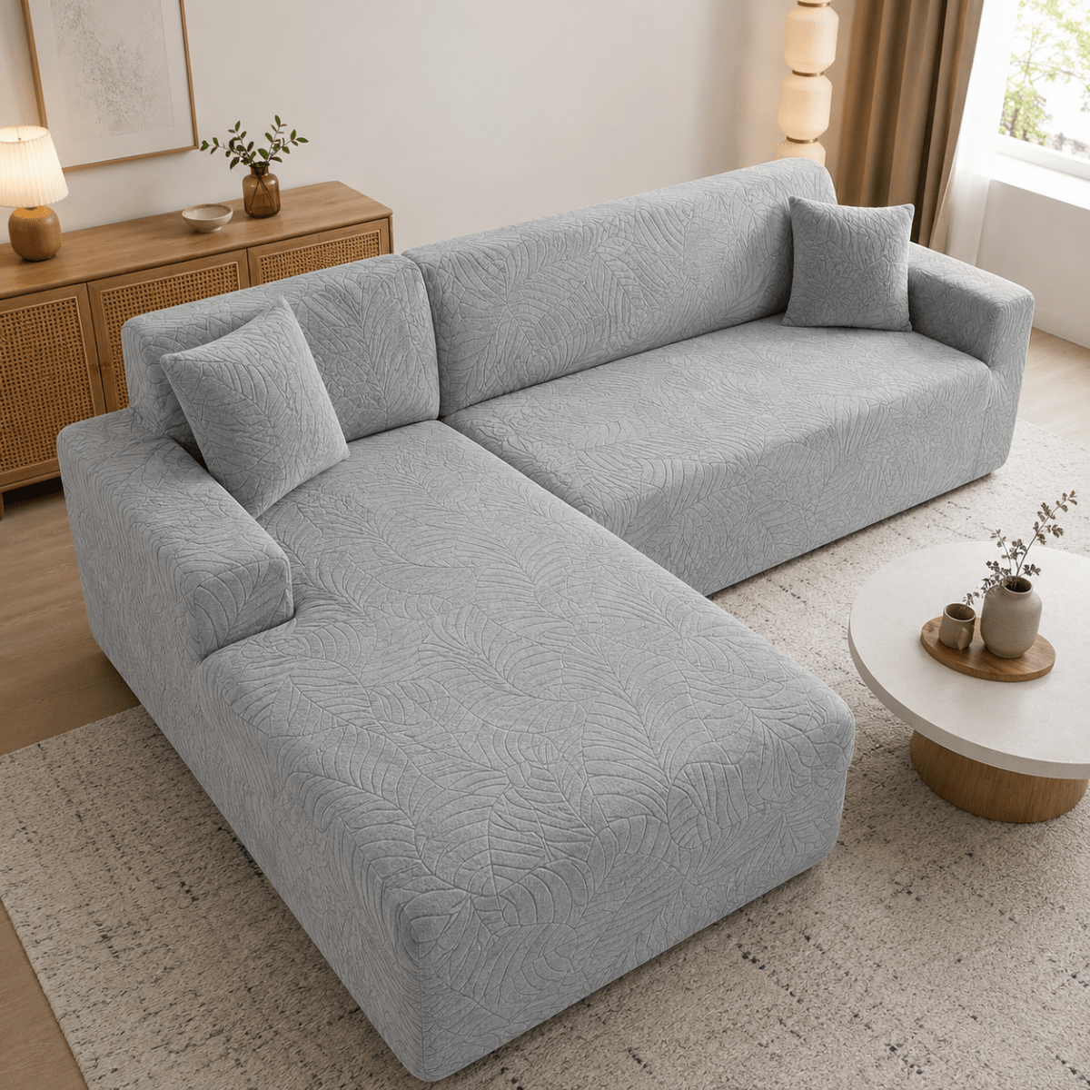 LOUNGEFIT – Custom-fit couch cover for L-shaped sofas