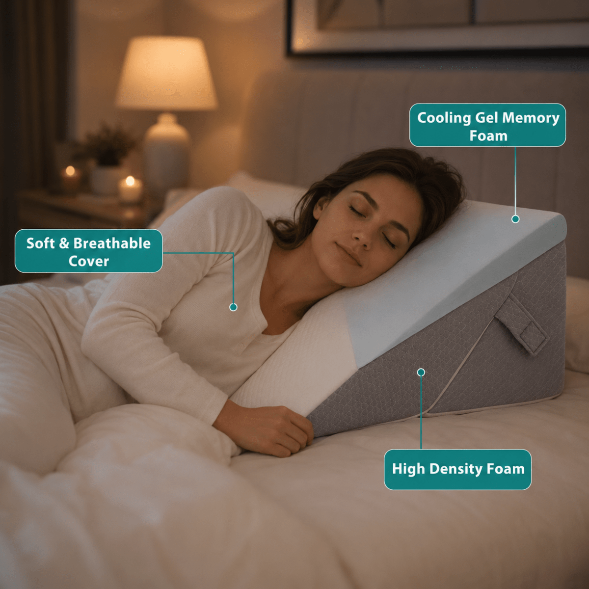 ELEVAREST – Almohada cuña ajustable para cama para comodidad, soporte y elevación de piernas