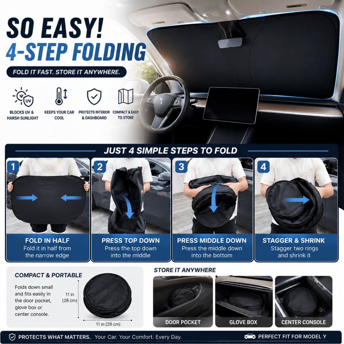 ROADSHADE – Protector solar para parabrisas para viajes veraniegos