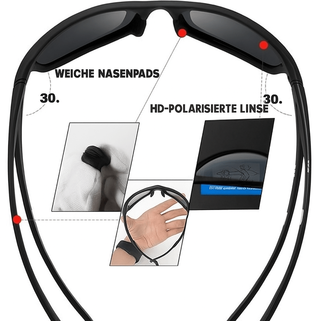 POLARSPORTX Pro - Lunettes de soleil polarisées de sport avec protection UV400 pour l'extérieur et le quotidien