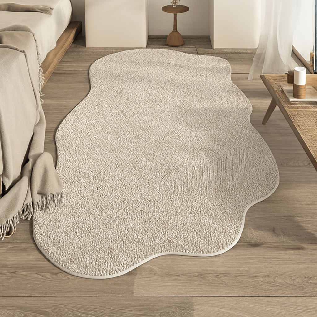 COZYART - Soft abstract cream-colored rug with irregular design & non-slip underside