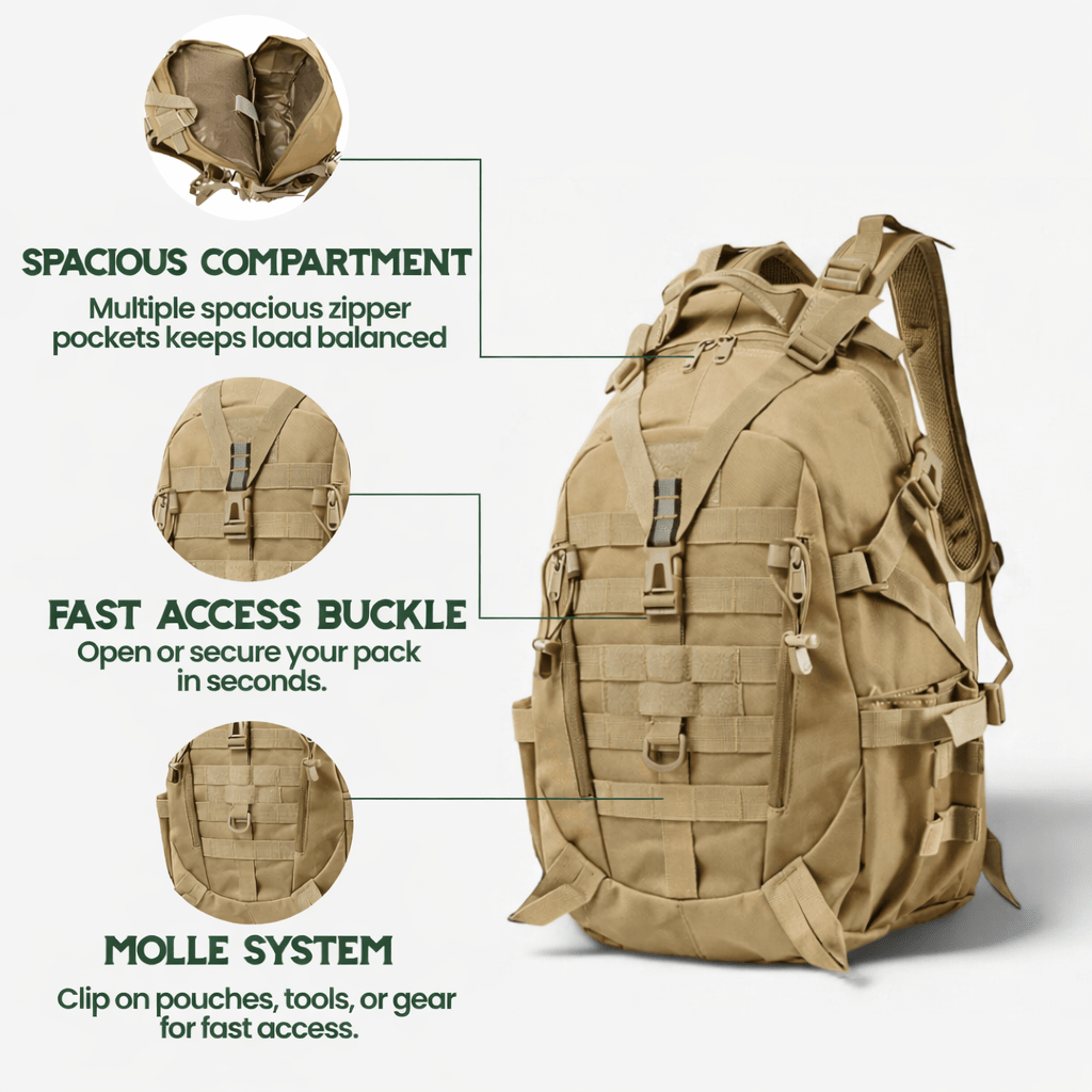 ROVEX TACTICAL BACKPACK – 40L outdoor backpack with waterproof military-grade quality