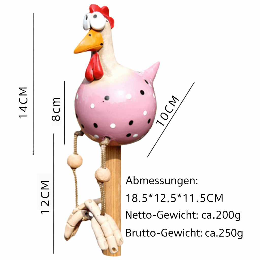 FRECHFEDER - Playful garden chicken statue with dancing legs