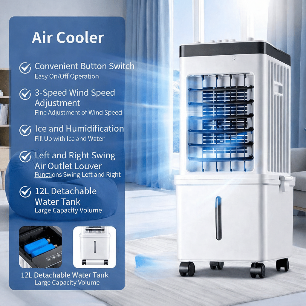 NOVACOOL – Enfriador de aire 3 en 1 – Ventilador y humidificador en uno