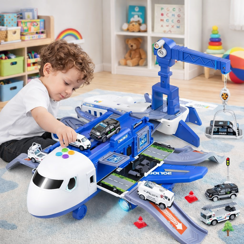 RUNWAYHERO – Flight adventure set with airplane & service vehicles