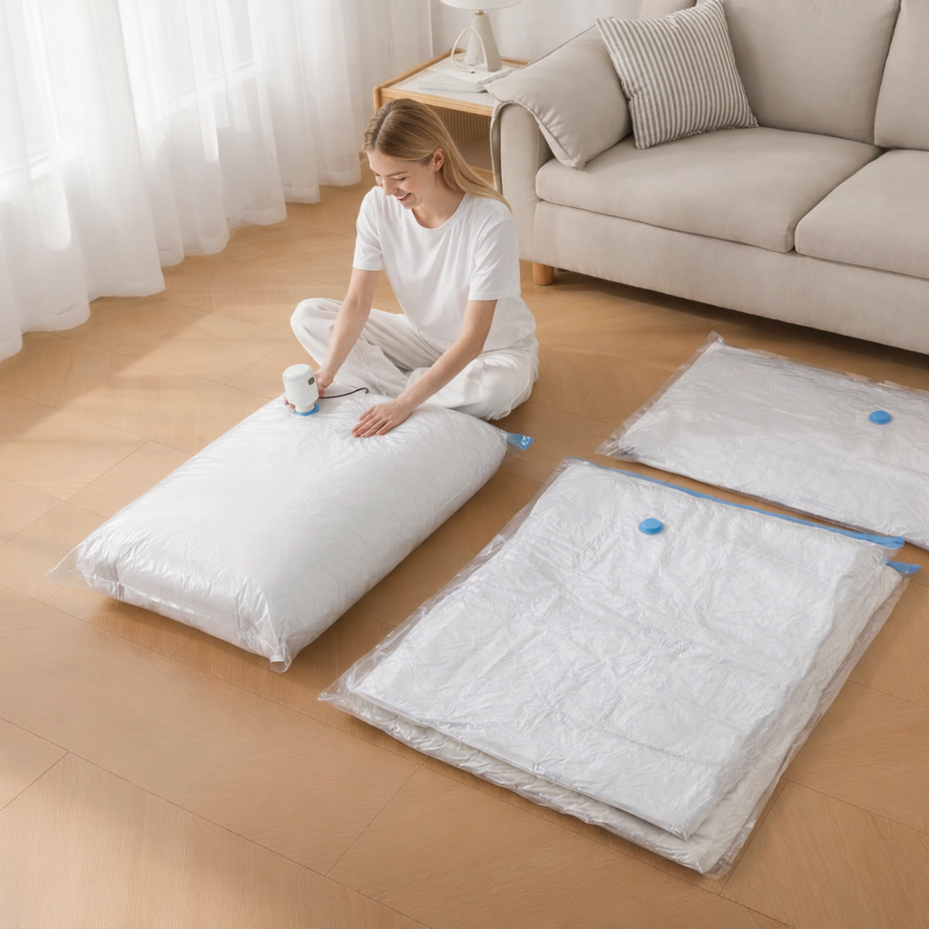 VACUFLAT – Vakuum-Kompressionsbeutel ohne Pumpe für platzsparende Aufbewahrung