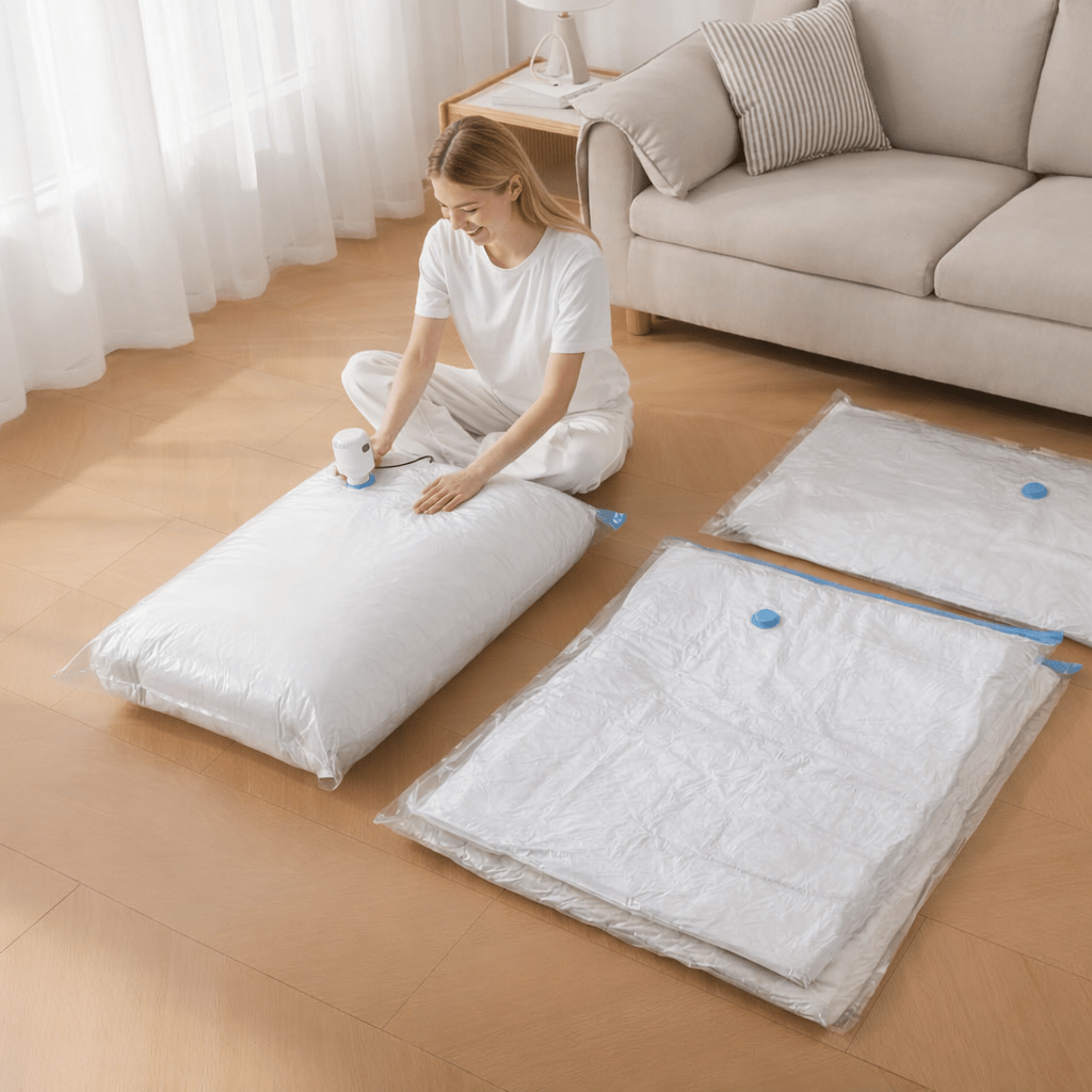 VACUFLAT – Vacuum Compression Bags without Pump for Space-Saving Storage
