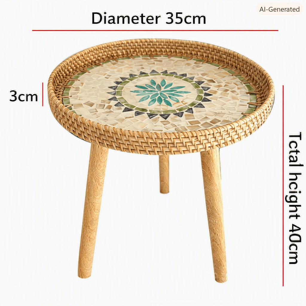 RATTORA – Handmade Rattan Table in Scandinavian Design Made of Wood