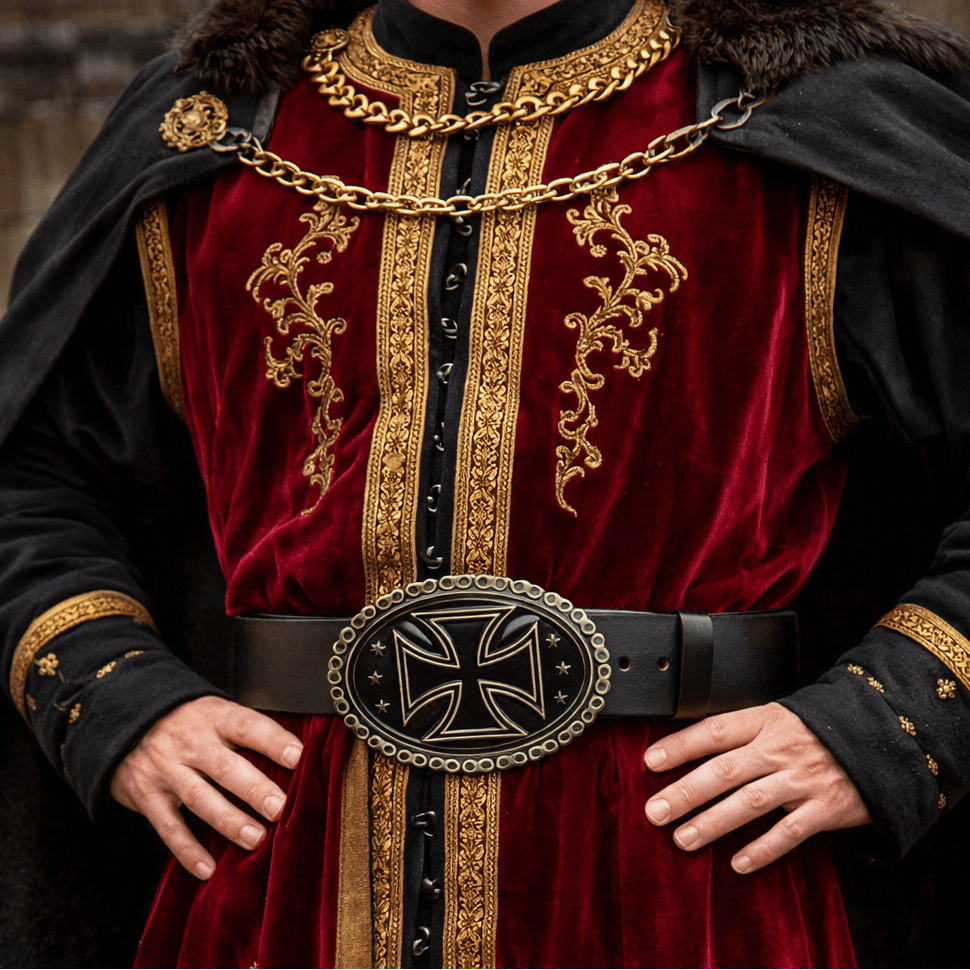 STEELCROSS – Medieval Templar Leather Belt for Authentic Knight Costumes