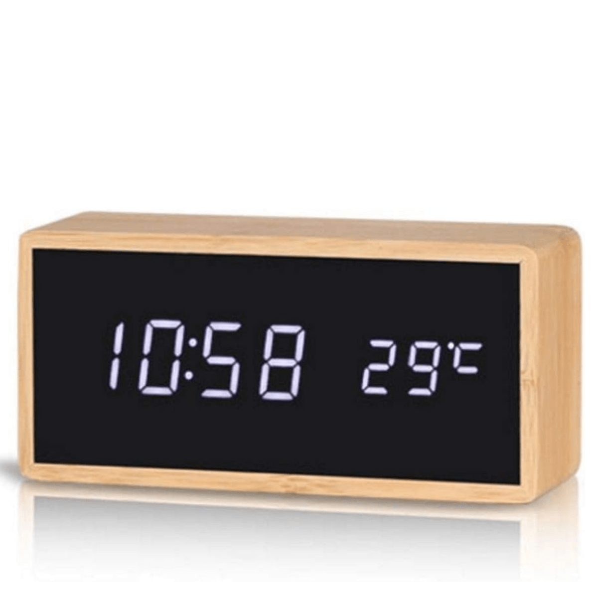 ECOCLOCK – LED-Wecker aus Bambus mit Zeit- und Temperaturanzeige 8