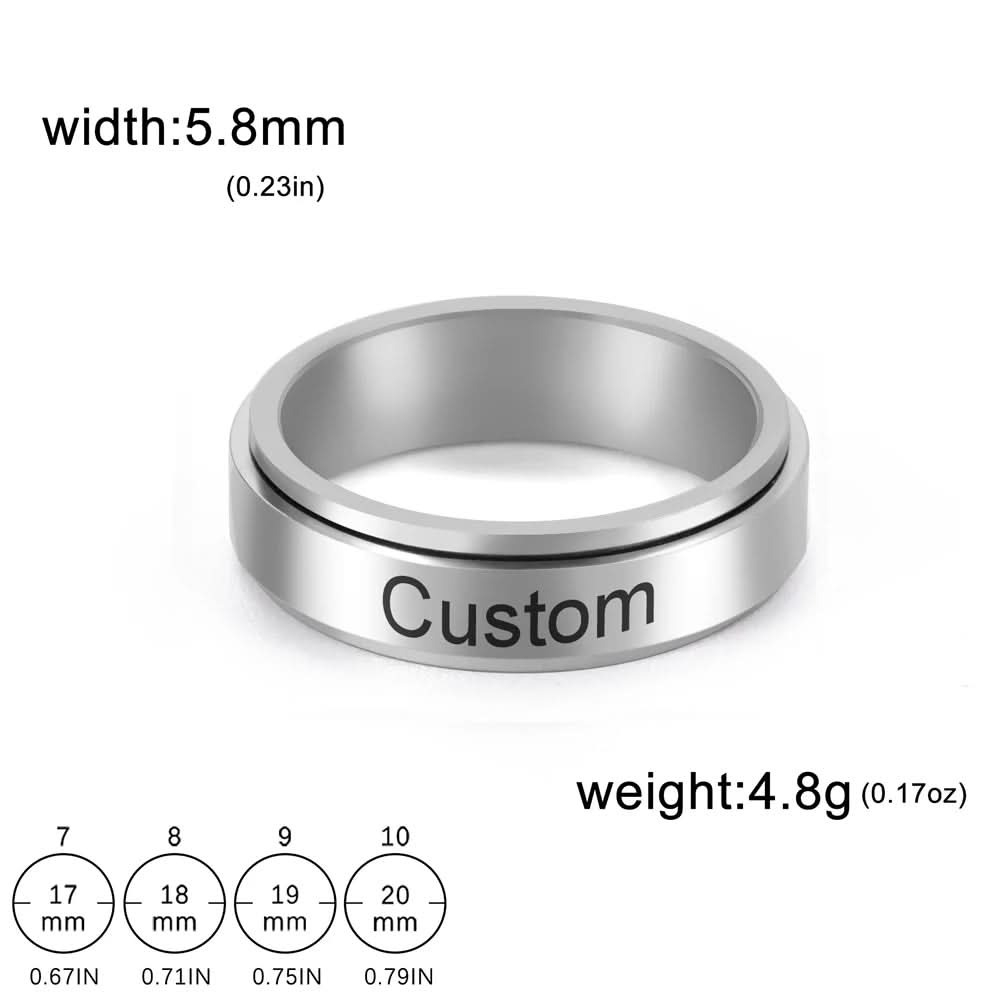 VORTENO – Edelstahl Spinner Ring mit Gravur für Paare