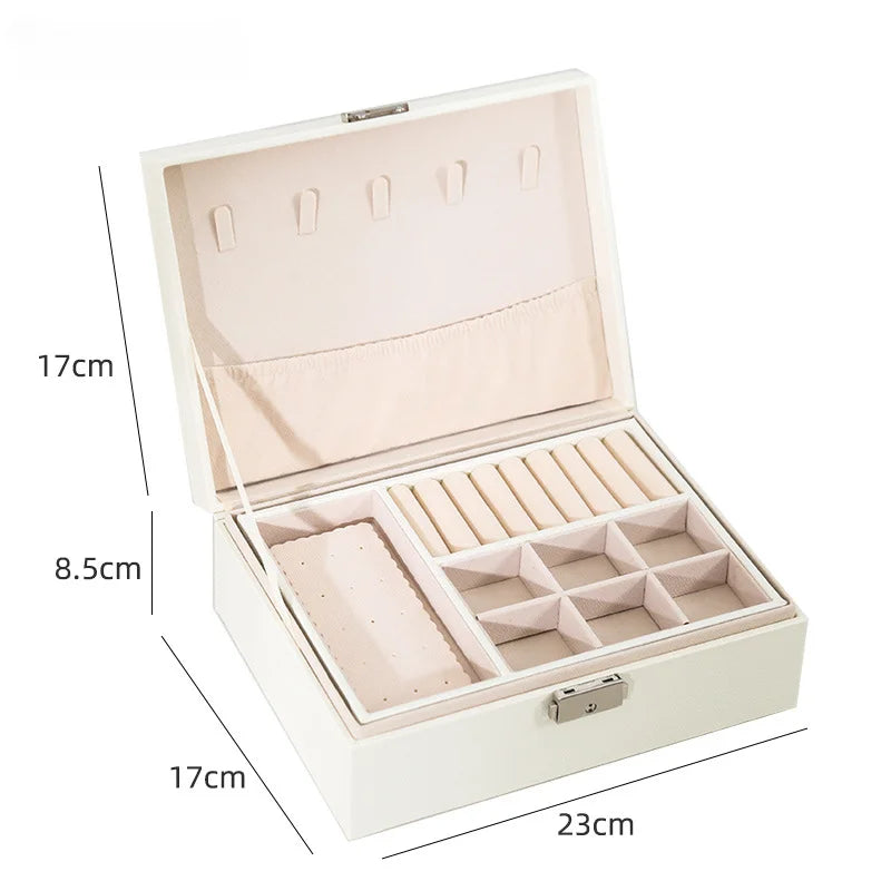 LuxeWood – Elegant jewelry box made of wood with PU leather, 2-layered