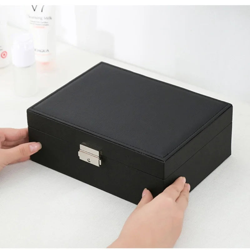 LuxeWood – Elegant jewelry box made of wood with PU leather, 2-layered