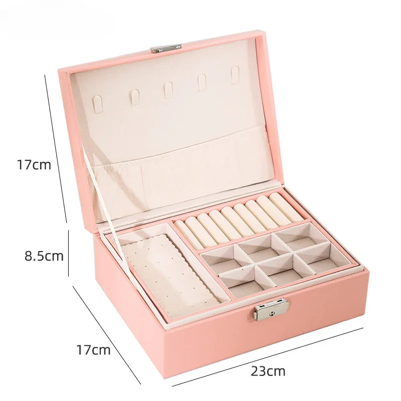 LuxeWood – Elegant jewelry box made of wood with PU leather, 2-layered