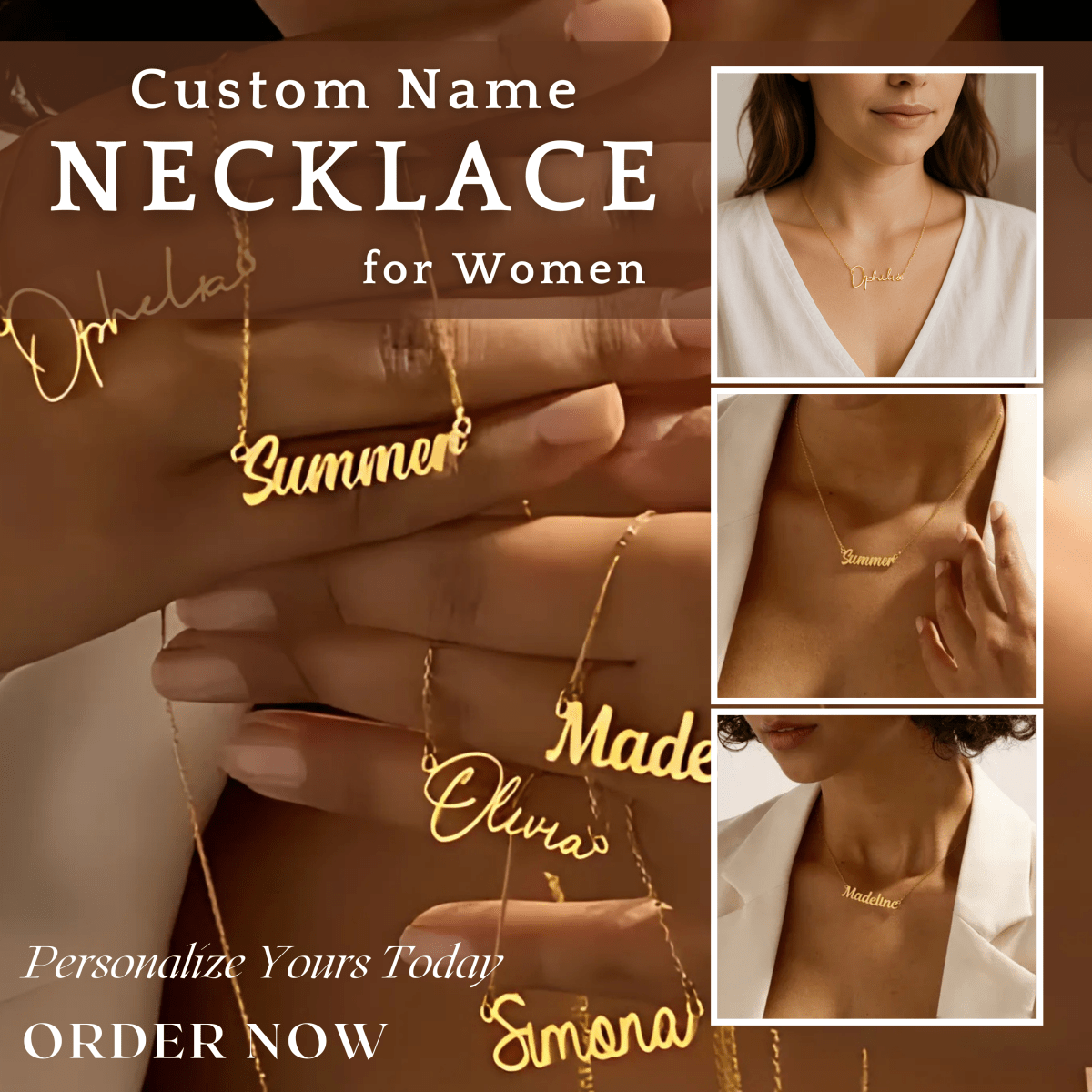 NOMELIA – Gepersonaliseerde naamketting van roestvrij staal voor vrouwen
