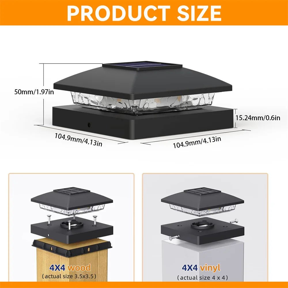 Elegante Solar-Pfostenkappenlichter – 6 Stück Warmweiße LED für Garten & Veranda 2
