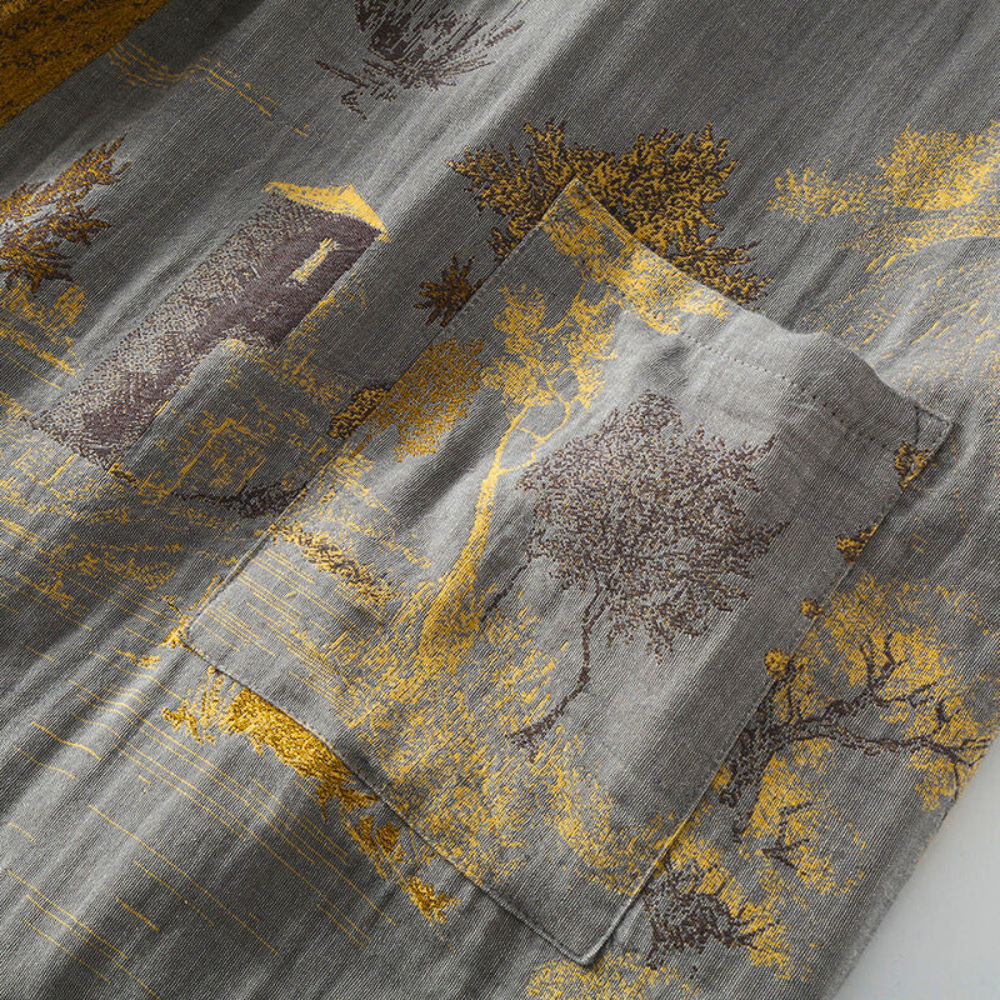 Kimono badjas katoen gaze retro unisex wit
