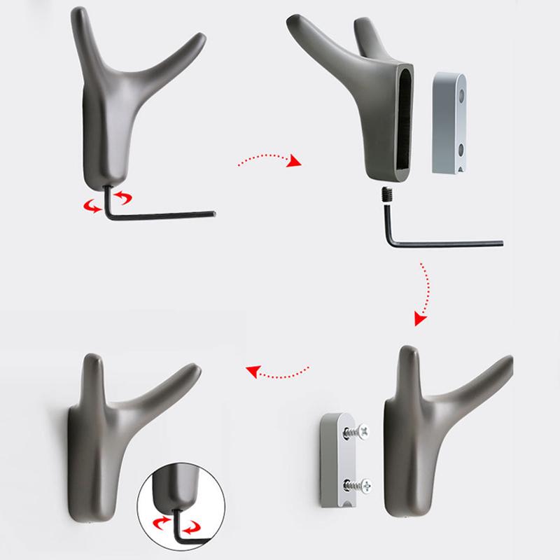Eleganter Wandhaken Schwarz aus Zinklegierung - Kunstvoller Horn-Wandhaken für Garderobe & Heimdekoration 5