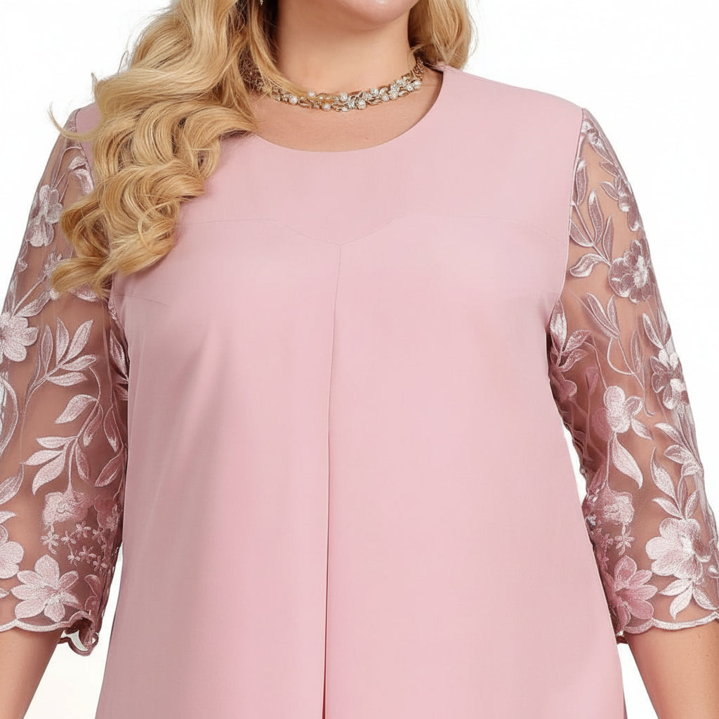GRACE GALA DRESS – Elegant Embroidered Plus-Size Banquet Dress