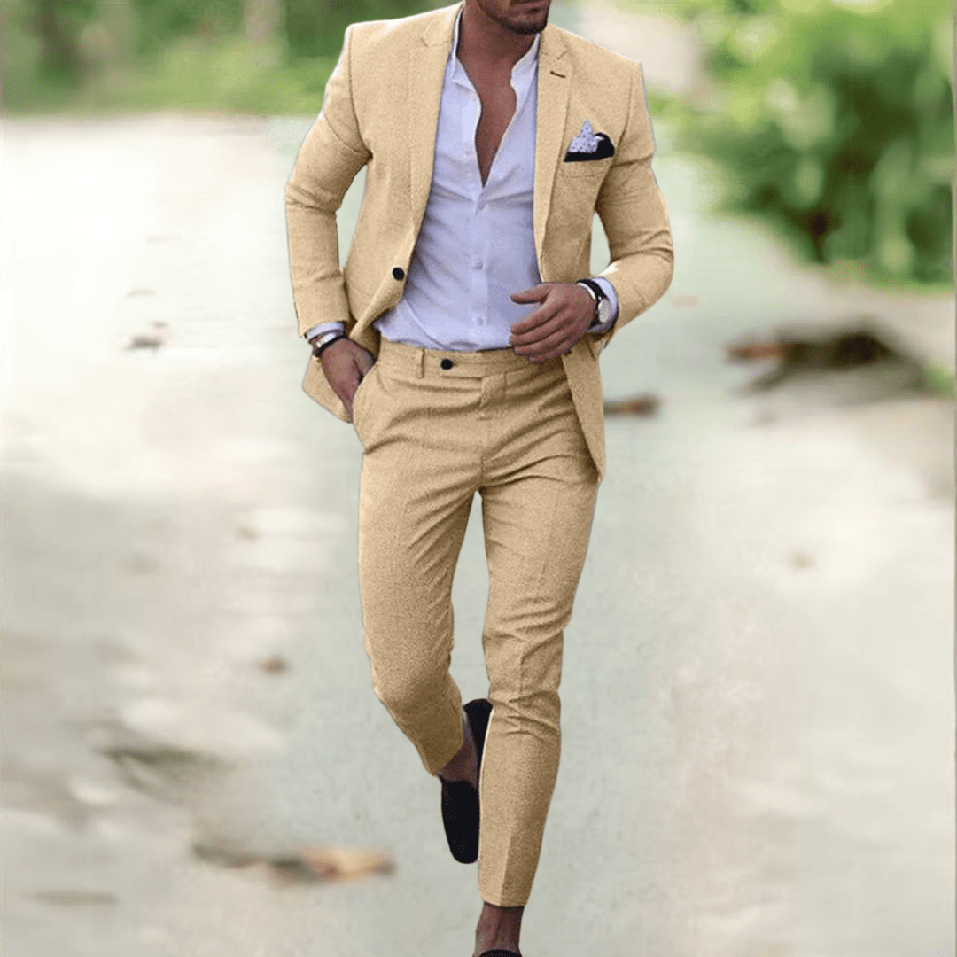 Traje Carvelli – Elegante conjunto de traje de hombre en corte slim para negocios y eventos
