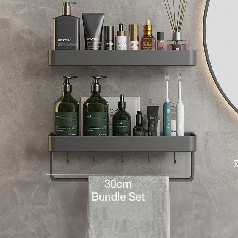 AquaShelf - Elegant wall shelf for the bathroom with towel rail & drill-free installation