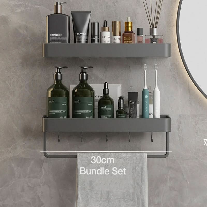 AQUASHELF – Estante de pared elegante para el baño con toallero y montaje sin taladro