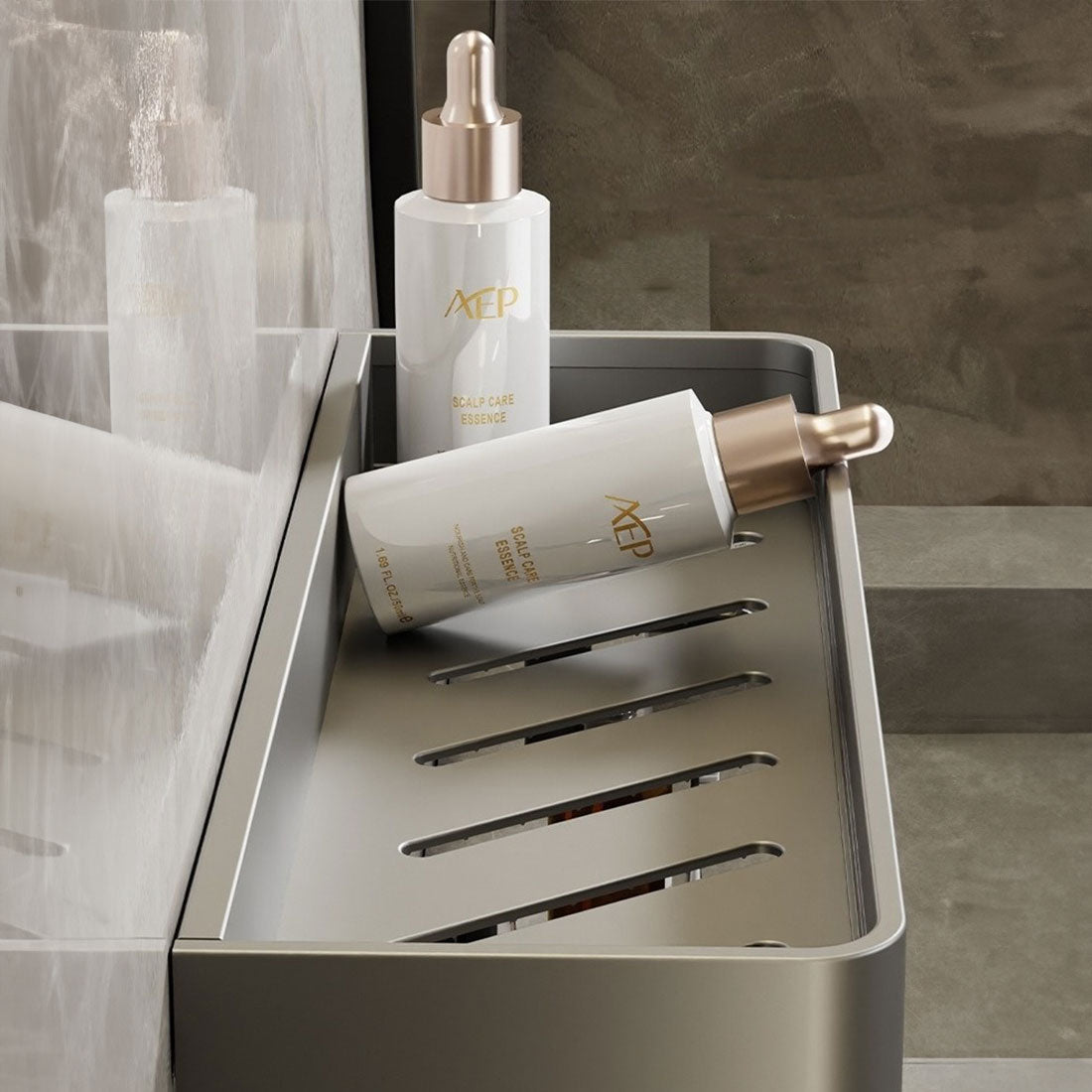 AquaShelf - Elegant wall shelf for the bathroom with towel rail & drill-free installation