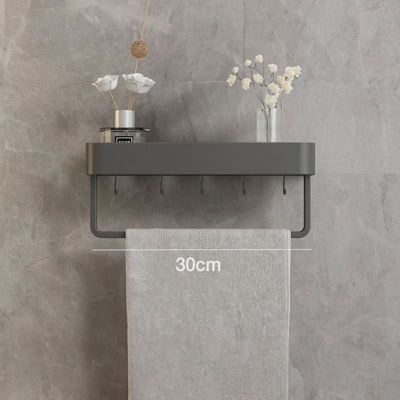 AquaShelf – Elegante estantería de pared para baño con toallero y montaje sin taladro