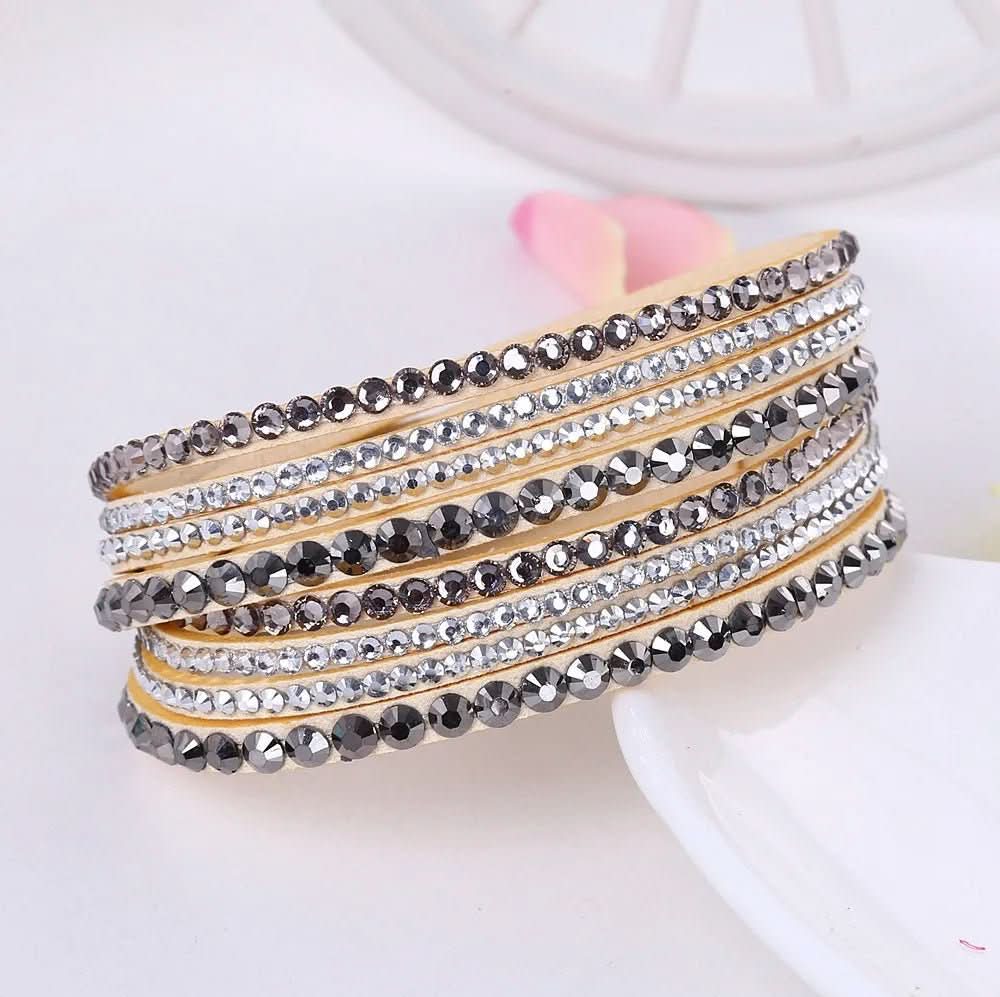 CRYSTAL WRAP - Élégant bracelet à breloques avec cristaux pour femmes