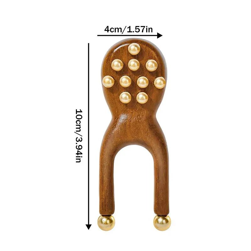 FACIALZEN – Herramienta ergonómica de madera para masaje facial gua sha con cuentas de latón para la relajación