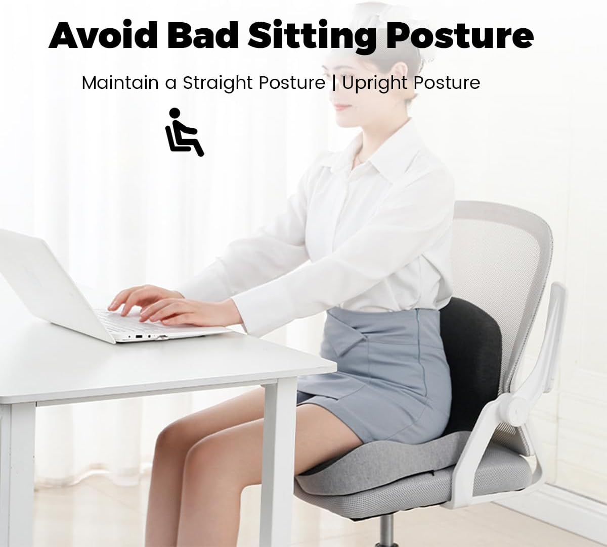 ErgoComfort Pad – Cojín ergonómico para asiento con soporte lumbar para oficina, coche y viajes