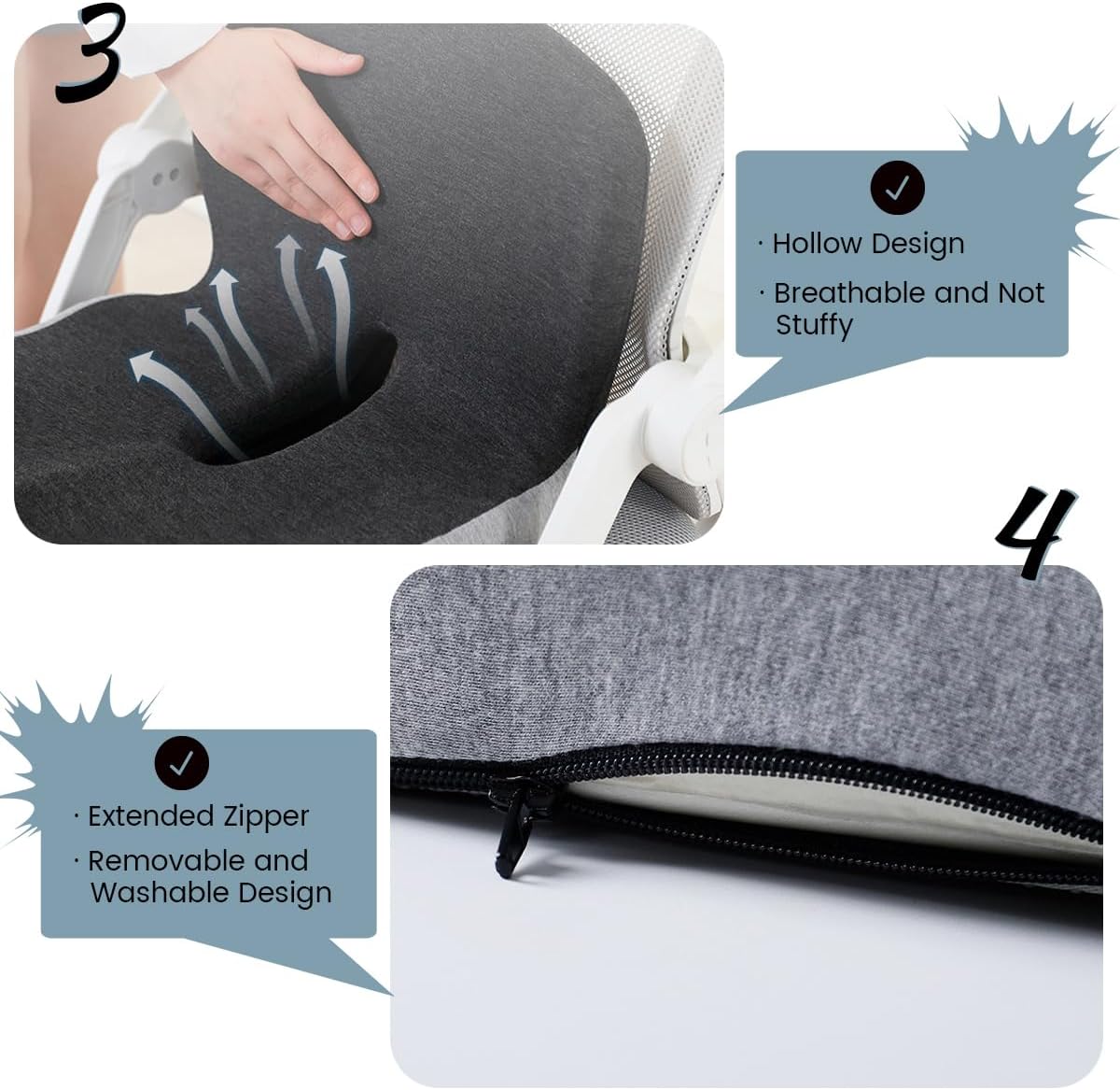 ErgoComfort Pad – Cojín ergonómico para asiento con soporte lumbar para oficina, coche y viajes