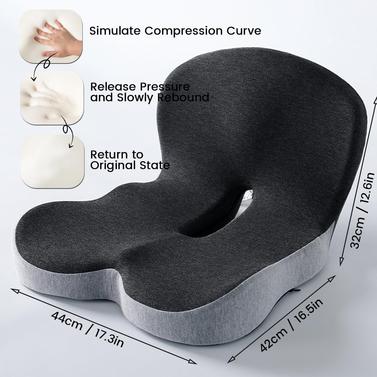 ErgoComfort Pad – Cojín ergonómico para asiento con soporte lumbar para oficina, coche y viajes