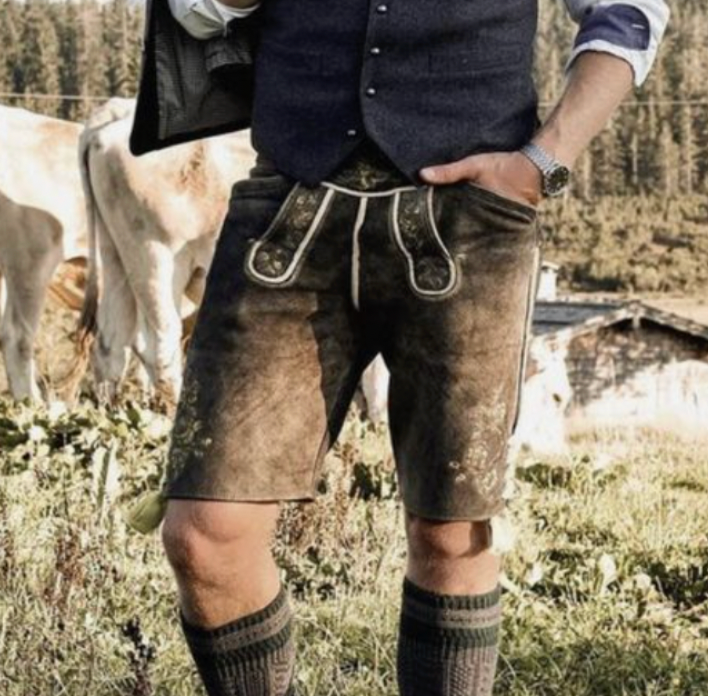 TraditionWear – Heren leren broek van echt leer met biezen in klassiek design