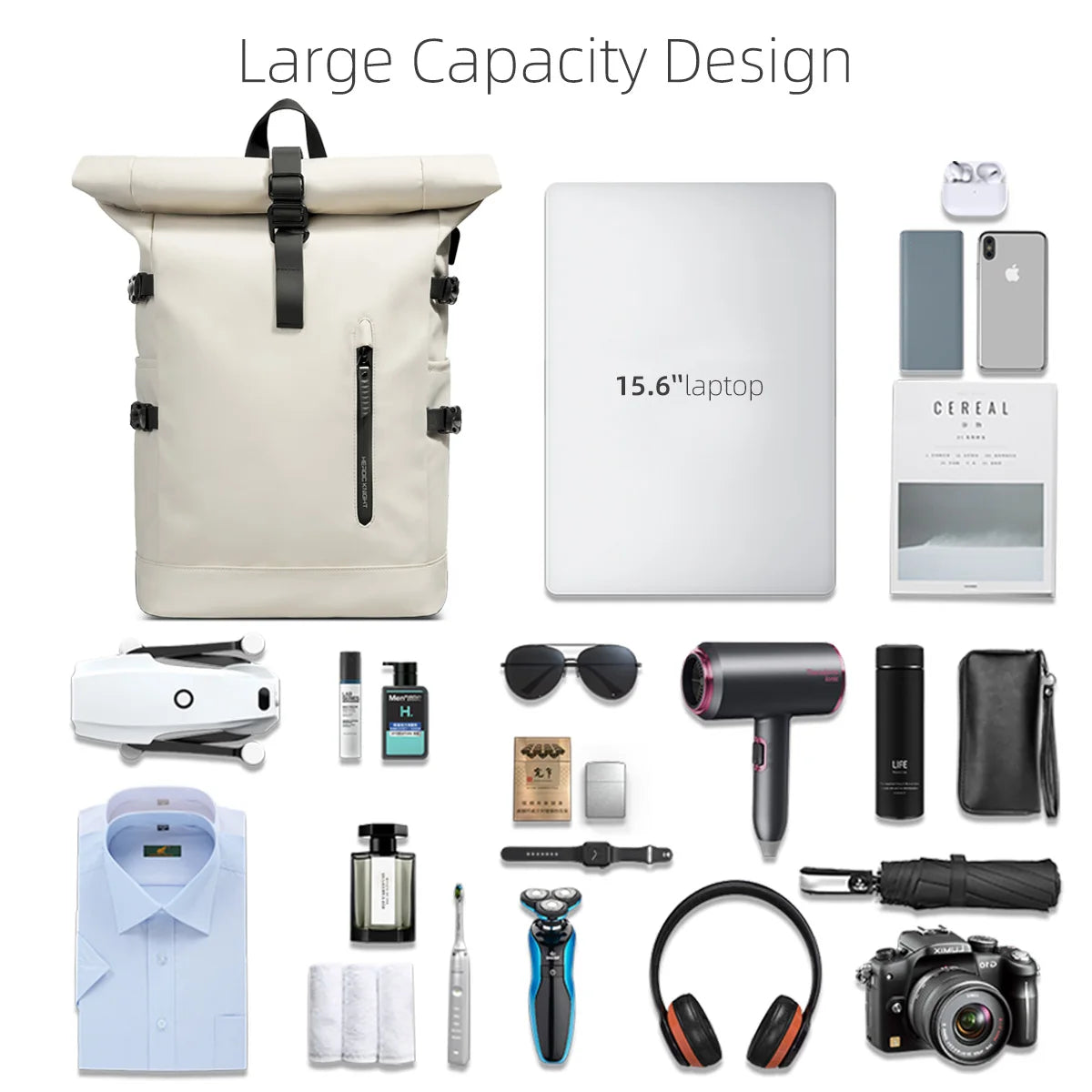 ROLLTRAIL - Expandable roll-top rucksack with laptop compartment & large volume