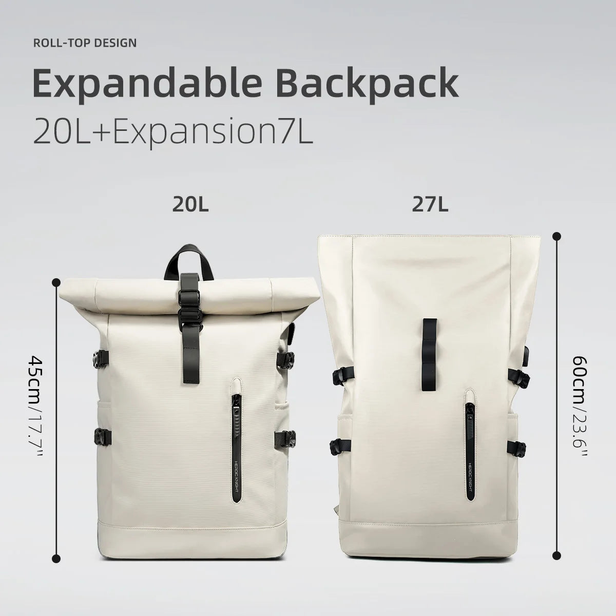ROLLTRAIL - Expandable roll-top rucksack with laptop compartment & large volume
