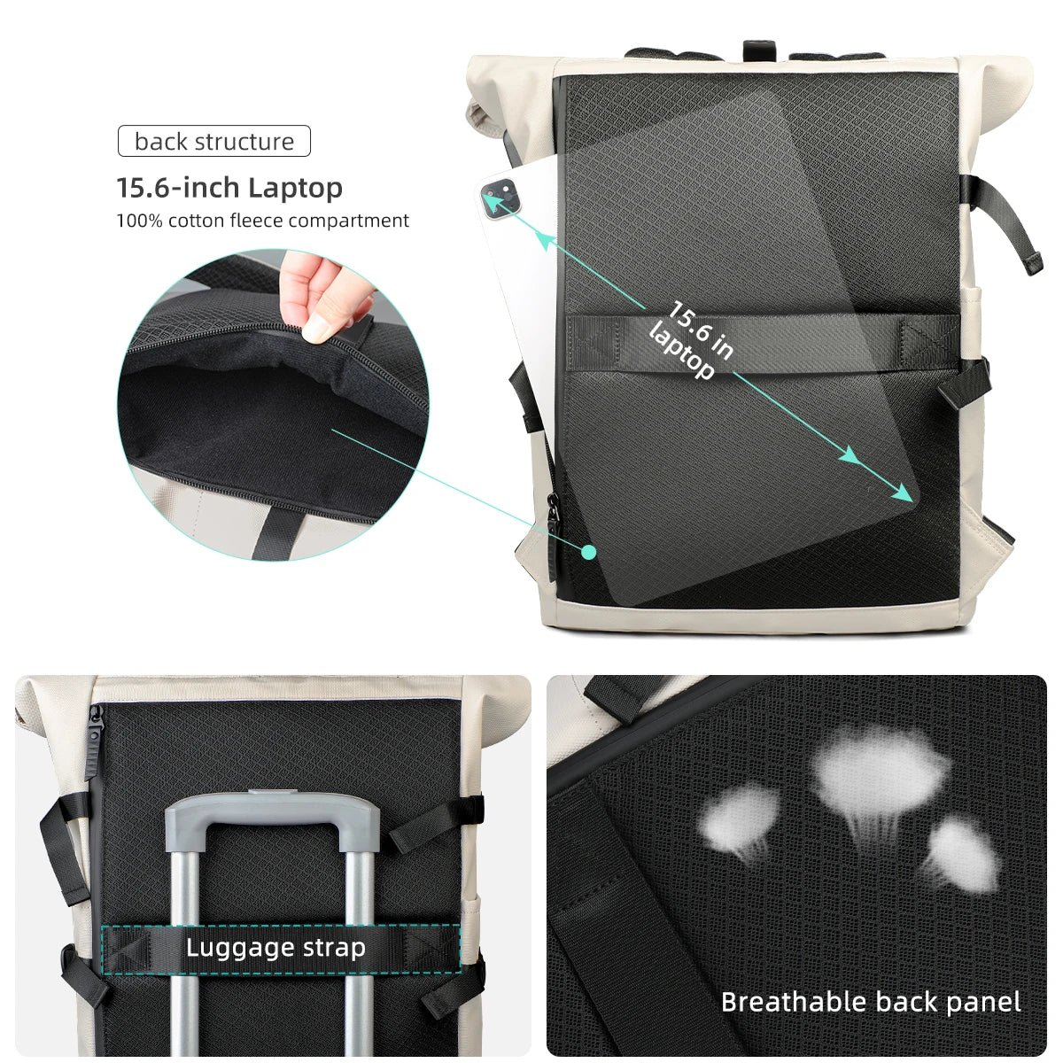 ROLLTRAIL - Expandable roll-top rucksack with laptop compartment & large volume