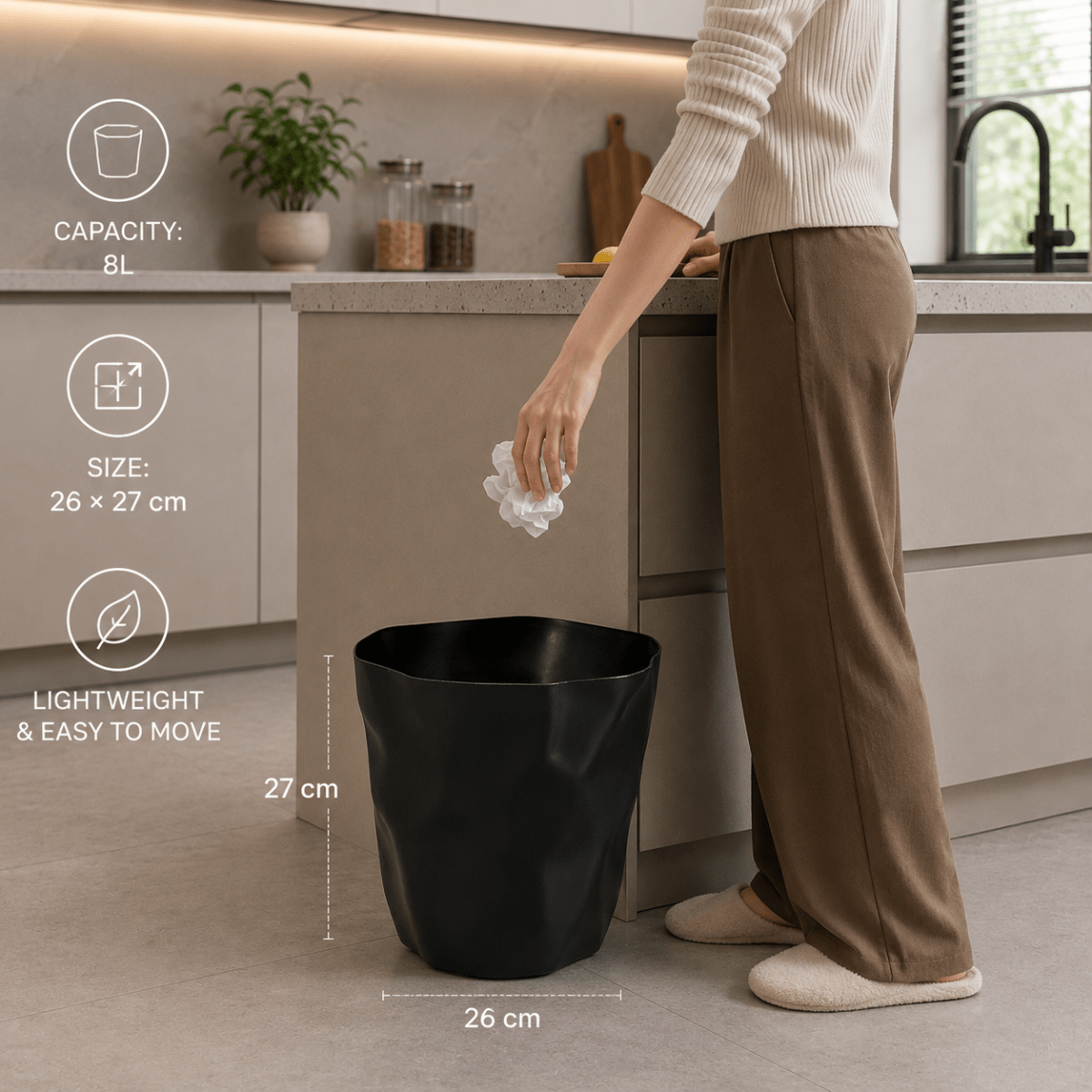 FORMAFLOW – Minimalist wastebasket with a distinctive silhouette
