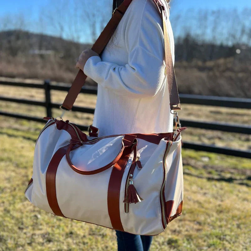 GARMENTGO Bolsa de viaje – Funda plegable para ropa de cuero PU para viajar sin arrugas con estilo